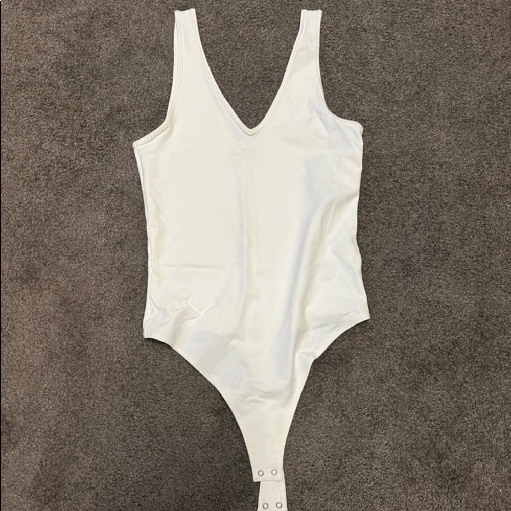 Abercrombie & Fitch White V-Neck Bodysuit